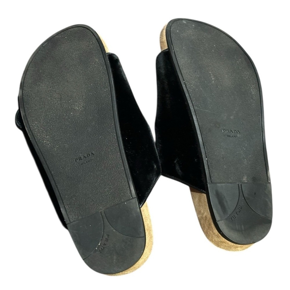 Prada Black Velvet Slip-On Women's Sandals Size 36 US 6 - Picture 5 of 6